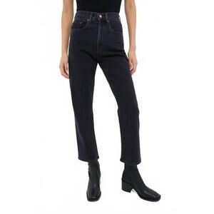 NEW LE JEAN women's indy easy bow high rise jeans in fade to black